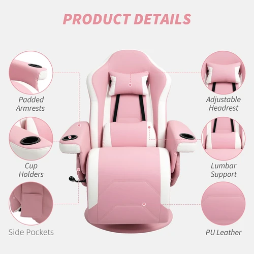 HOMCOM Manual Recliner Armchair with 360° Swivel Base and Footrest for Stylish Home Relaxation by HOMCOM