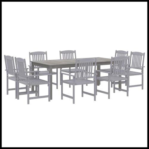 vidaXL 9 Piece Garden Dining Set Solid Wood Acacia Grey by vidaXL
