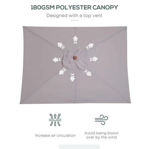Outsunny Wooden Patio Umbrella Market Parasol Outdoor Sunshade Grey Outsunny - Parasol
