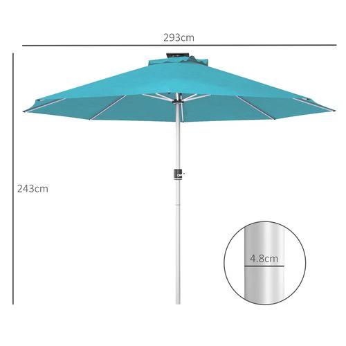 Outsunny Outsunny Solar Patio Garden Parasol with Lights for Outdoor, Blue - Parasol