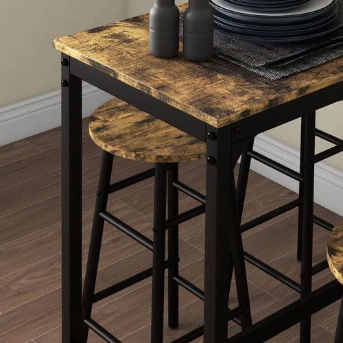 HOMCOM 5 Piece Bar Set, Industrial Kitchen and Chair Set Rustic Brown by HOMCOM