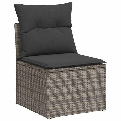vidaXL vidaXL 9 Piece Garden Sofa Set with Cushions Grey Poly Rattan Acacia - Garden Sofa Sets