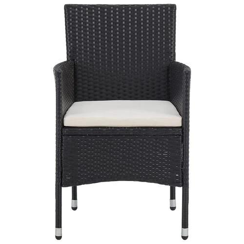 vidaXL 3 Piece Garden Dining Set Poly Rattan and Tempered Glass Black - Garden Set