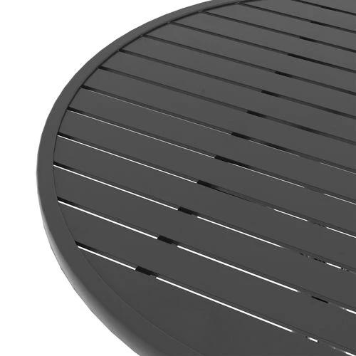 Outsunny Outsunny Round Garden Table Outdoor Side Table with Steel Frame Slat Top Black - Garden Table