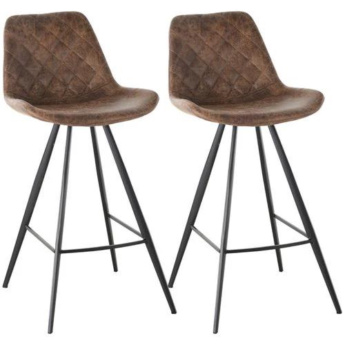 N/A Vintage-Inspired Bar Stools Set of Two 71cm Seat Height Retro Microfibre Upholstery for Kitchen and Dining Use -