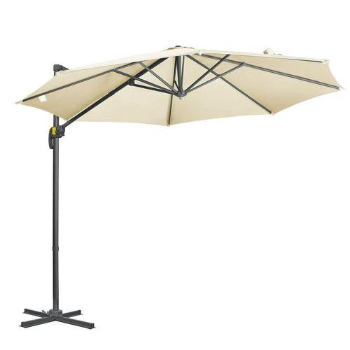 Outsunny 3 x 3(m) Cantilever Parasol Garden Umbrella with Cross Base White - Parasol