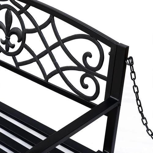 Steel Fleur-de-Lis Design Porch Swing Seat Bench with Chains by Outsunny