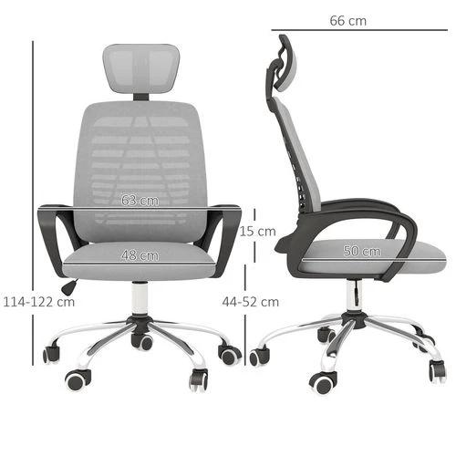 Vinsetto Vinsetto Mesh Office Chair, Computer Chair with Rotatable Headrest, Grey -
