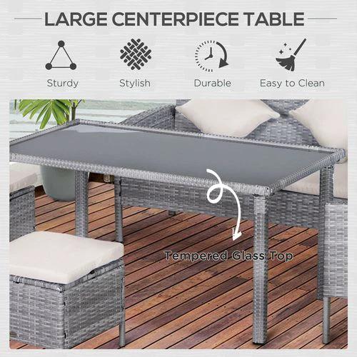 5 Pcs Rattan Wicker Furniture Patio Dining Table Stool Chaise Lounge Set by Outsunny