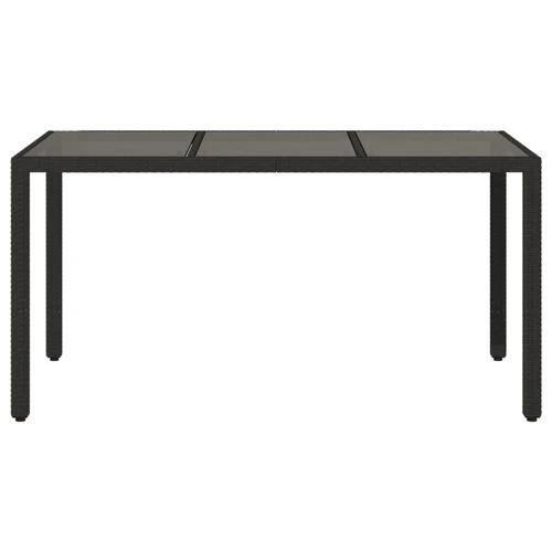 vidaXL Garden Table with Glass Top Black 150x90x75 cm Poly Rattan by vidaXL
