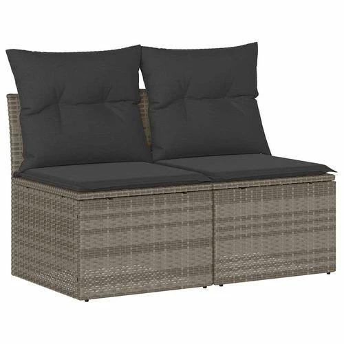 vidaXL 4 Piece Garden Sofa Set with Cushions Light Grey Poly Rattan Acacia by vidaXL
