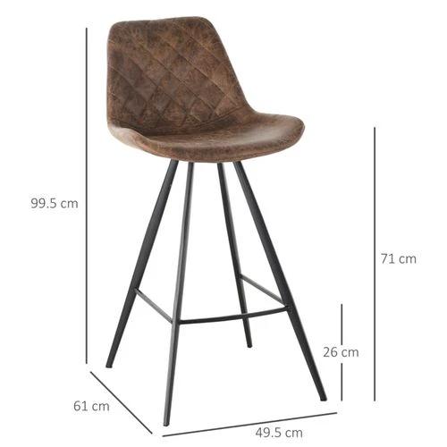 N/A Vintage-Inspired Bar Stools Set of Two 71cm Seat Height Retro Microfibre Upholstery for Kitchen and Dining Use -