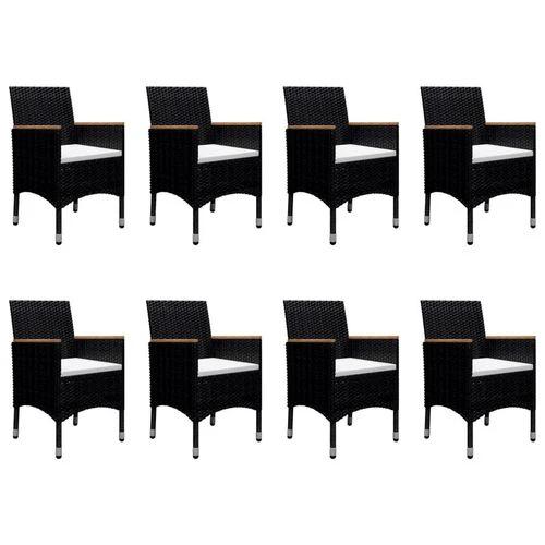 9 Piece Garden Dining Set Poly Rattan and Solid Wood Black by vidaXL