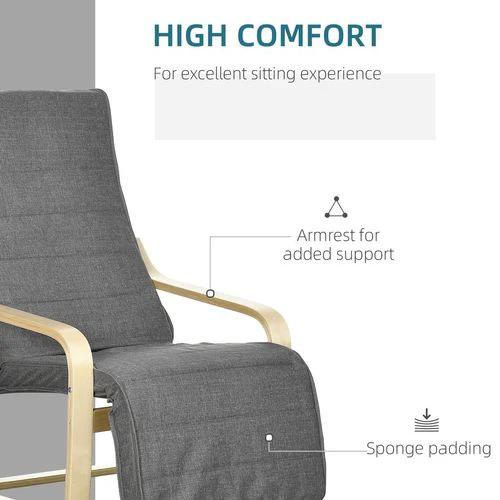 HOMCOM Lounge Chair Recliner Adjustable Footrest Home Dark Grey - Recliner
