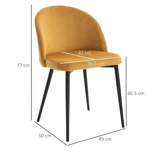 2 Pieces Modern Upholstered Fabric Bucket Seat Dining Chairs Living Room Yellow by HOMCOM