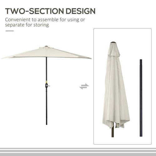 Outsunny Outsunny 3 m Half Round Umbrella Parasol-White - Parasol