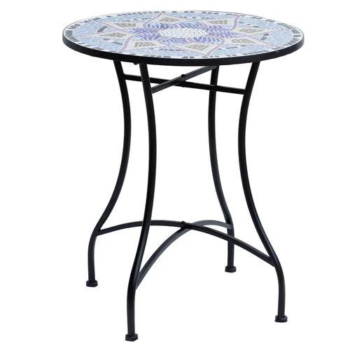 Outsunny Garden Table, Mosaic Round Patio Side Table with 60cm Ceramic Top by Outsunny