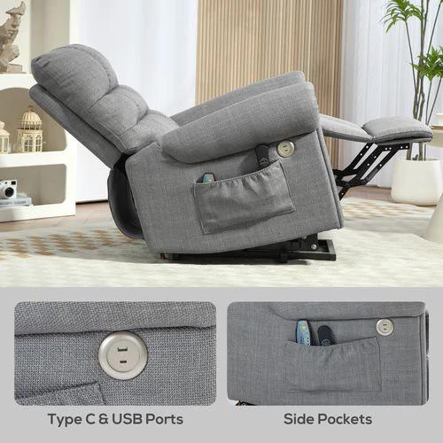 HOMCOM Power Lift Recliner Chair for Elderly with Massage and Heat Grey by HOMCOM