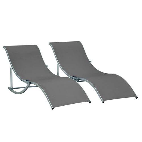 Set of 2 S-shaped Zero Gravity recliners 165x61x63cm Dark Grey by Outsunny