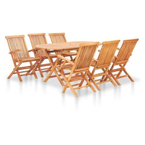 vidaXL 7 Piece Folding Outdoor Dining Set Solid Teak Wood by vidaXL