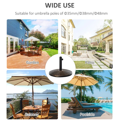 Outsunny Patio Weighted Umbrella Base 25kg Bronze Rattan Finish for Outdoor Parasol Stability by Outsunny