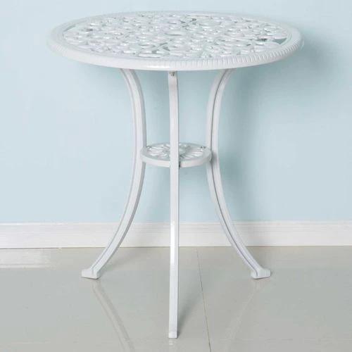 Outsunny Outsunny 3 Pieces Antique Garden Bistro Set for 2 with Umbrella Hole, White - Garden Set