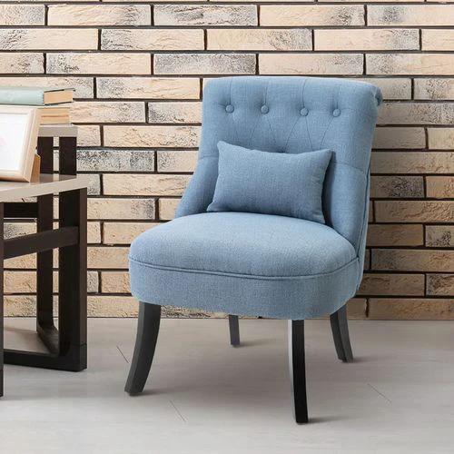 Fabric Single Sofa Dining Chair Upholstered W/ Pillow Solid Wood Leg Living Room by HOMCOM