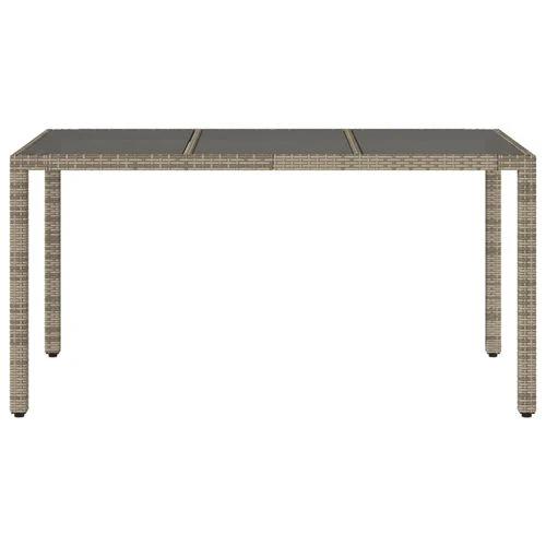 vidaXL Garden Table with Glass Top Grey 150x90x75 cm Poly Rattan by vidaXL