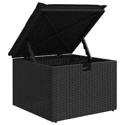vidaXL 2 Piece Garden Sofa Set with Cushions Black Poly Rattan Acacia by vidaXL