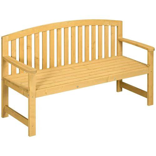 2 Person Garden Bench Wooden Outdoor Furniture with Armrest Orange by Outsunny
