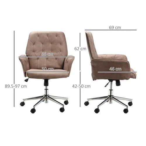 Computer Chair w/ Armrest Modern Style Tufted Home Dining Room Brown by Vinsetto