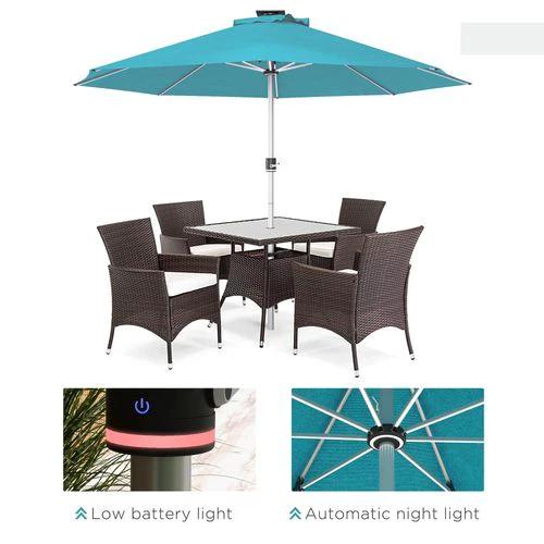 Outsunny Outsunny Solar Patio Garden Parasol with Lights for Outdoor, Blue - Parasol