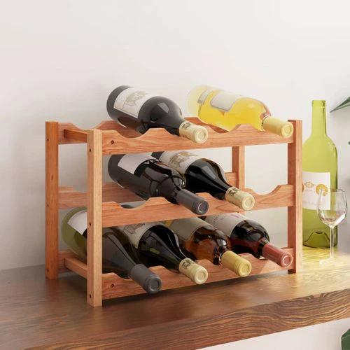 vidaXL vidaXL Wooden Wine Rack for 12 Bottles Solid Walnut with Elegant Design for Home Bar Enthusiasts - Wine Rack
