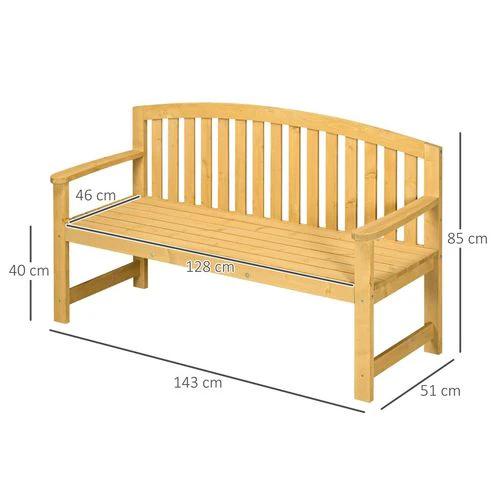 2 Person Garden Bench Wooden Outdoor Furniture with Armrest Orange by Outsunny