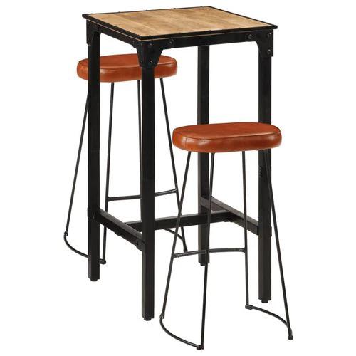 vidaXL 3 Piece Bar Set Solid Rough Wood Mango and Metal by vidaXL
