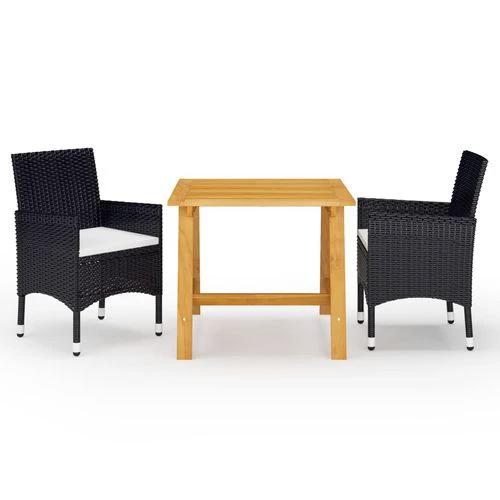 vidaXL Elegant 3 Piece Garden Dining Set with Cushions for Outdoor Dining and Relaxation - Garden Set