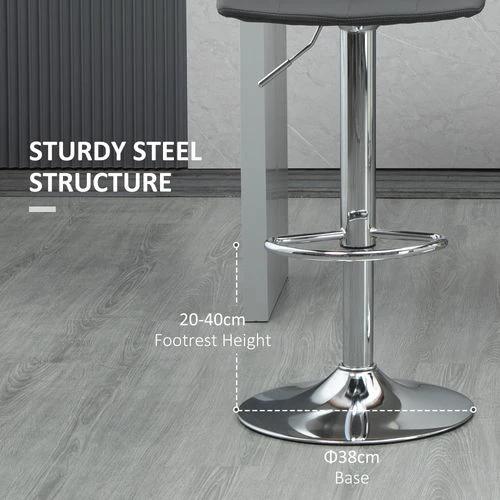Set of 2, Adjustable Breakfast Dining Stools Swivel and Footrest, Grey by HOMCOM