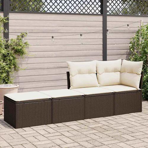 vidaXL vidaXL 2 Piece Garden Sofa Set with Cushions Brown Poly Rattan Acacia - Garden Sofa Sets