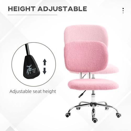 Vinsetto Fluffy Home Office Chair with Adjustable Height, Armless, Pink by Vinsetto