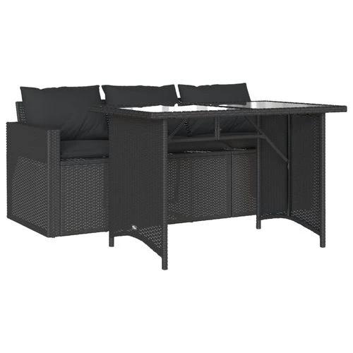 vidaXL vidaXL 2 Piece Garden Dining Set with Cushions Black Poly Rattan - Garden Set