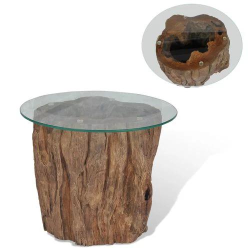 vidaXL vidaXL Coffee Table Teak Glass 50x40 cm - Coffee Table