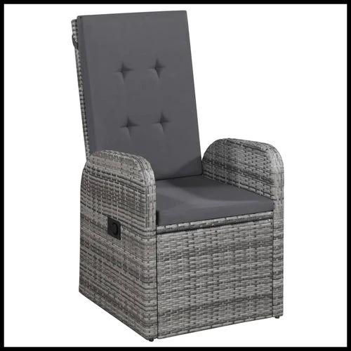 vidaXL vidaXL 5 Piece Garden Dining Set with Cushions Grey Poly Rattan - Garden Set