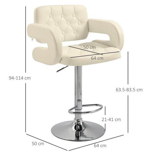 HOMCOM Adjustable Height Barstool Steel Pole PU Leather Bistro Home Kitchen by HOMCOM