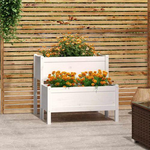Planter White 84.5x84x75 cm Solid Wood Pine by vidaXL