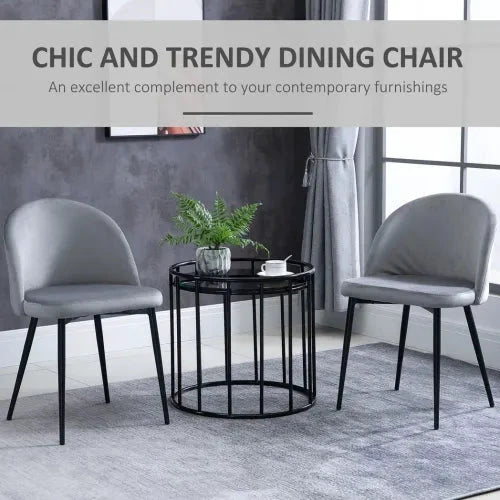 Unbranded 2 Pieces Modern Upholstered Fabric Bucket Seat Dining Chairs Living Room Grey - Fabric Dining Chairs