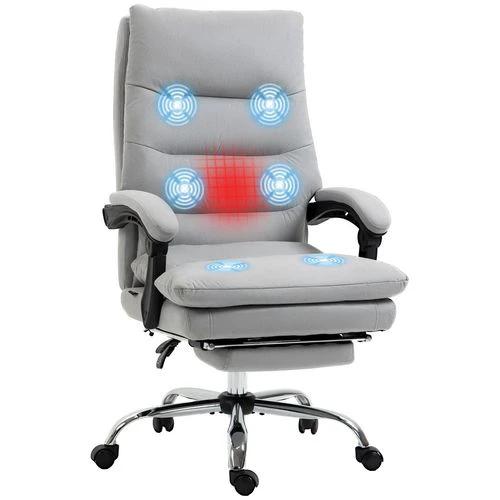 Vinsetto Microfibre Vibration Massage Office Chair with Heat, Footrest, Grey by Vinsetto