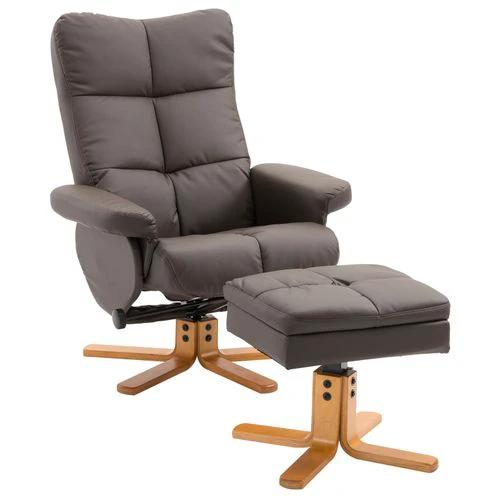 Faux Leather Recliner Chair with Ottoman Footrest Storage Space Brown by Unbranded