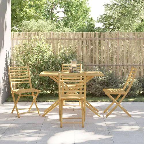 vidaXL vidaXL 5 Piece Bamboo Garden Dining Set with Water-Resistant Finish for Outdoor Entertaining - Garden Set