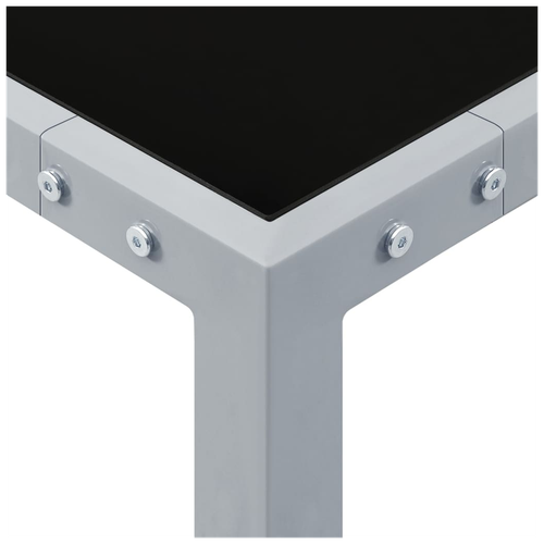 vidaXL Garden Table 130x130x72 cm Grey Steel and Glass by vidaXL