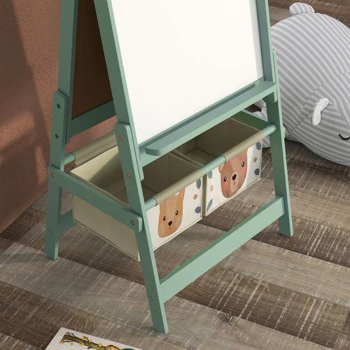 AIYAPLAY Kids Easel Compact Three In One Chalkboard Whiteboard Paper Roll Storage For Children Green by AIYAPLAY